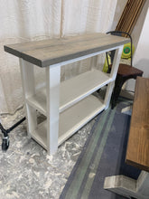 Load image into Gallery viewer, Rustic Farmhouse Bookcase: Gray Top, White Base Wooden Shelving