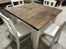 Load image into Gallery viewer, Rustic Square Farmhouse Table - With Chairs - Handcrafted from Wood - Perfect for Intimate Gatherings