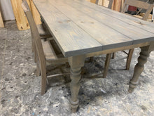 Load image into Gallery viewer, 6-Foot Wooden Dining Table Set – Farmhouse Table with Turned Legs – Rustic Dining Room Table – Kitchen Table – Modern Farmhouse Decor