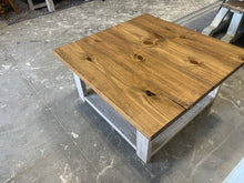 Load image into Gallery viewer, Farmhouse Square Coffee Table (Distressed White, Early American Brown)