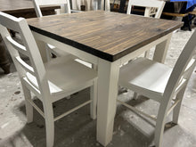 Load image into Gallery viewer, Rustic Square Farmhouse Table - With Chairs - Handcrafted from Wood - Perfect for Intimate Gatherings