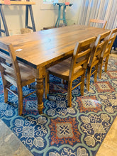 Load image into Gallery viewer, 7-Foot Farmhouse Table with Bench: Handmade Wooden Dining Set