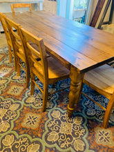 Load image into Gallery viewer, 7-Foot Farmhouse Table with Bench: Handmade Wooden Dining Set