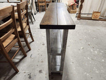Load image into Gallery viewer, Farmhouse Console Table (Dark Walnut, Distressed White)