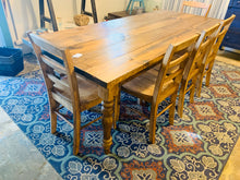 Load image into Gallery viewer, 7-Foot Farmhouse Table with Bench: Handmade Wooden Dining Set