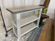 Load image into Gallery viewer, Rustic Farmhouse Bookcase: Gray Top, White Base Wooden Shelving