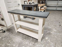 Load image into Gallery viewer, Handcrafted Carbon Gray Console Table: Whitewash Top, Antique White Base