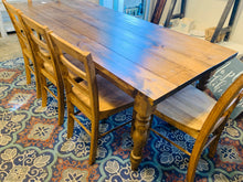 Load image into Gallery viewer, 7-Foot Farmhouse Table with Bench: Handmade Wooden Dining Set