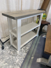 Load image into Gallery viewer, Rustic Farmhouse Bookcase: Gray Top, White Base Wooden Shelving