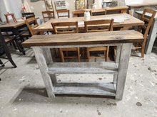 Load image into Gallery viewer, Farmhouse Console Table (Dark Walnut, Distressed White)