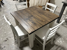 Load image into Gallery viewer, Rustic Square Farmhouse Table - With Chairs - Handcrafted from Wood - Perfect for Intimate Gatherings