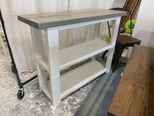 Load image into Gallery viewer, Rustic Farmhouse Bookcase: Gray Top, White Base Wooden Shelving
