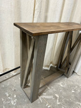 Load image into Gallery viewer, Rustic Farmhouse Console Table: Gray X-Style Legs, Provincial Brown Top