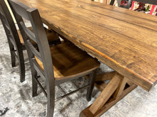 Load image into Gallery viewer, Farmhouse Table With Trestle Base and Chair Option, 6ft Stained Dining and Pedestal Kitchen Set, Wooden Table