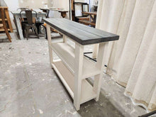 Load image into Gallery viewer, Handcrafted Carbon Gray Console Table: Whitewash Top, Antique White Base