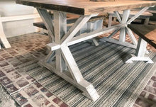 Load image into Gallery viewer, 6ft Classic Pedestal Table With Benches (Provincial, Distressed White)