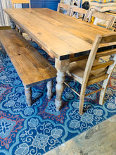Load image into Gallery viewer, 7-Foot Farmhouse Table with Bench: Handmade Wooden Dining Set