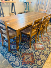 Load image into Gallery viewer, 7-Foot Farmhouse Table with Bench: Handmade Wooden Dining Set