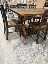 Load image into Gallery viewer, Farmhouse Table With Trestle Base and Chair Option, 6ft Stained Dining and Pedestal Kitchen Set, Wooden Table