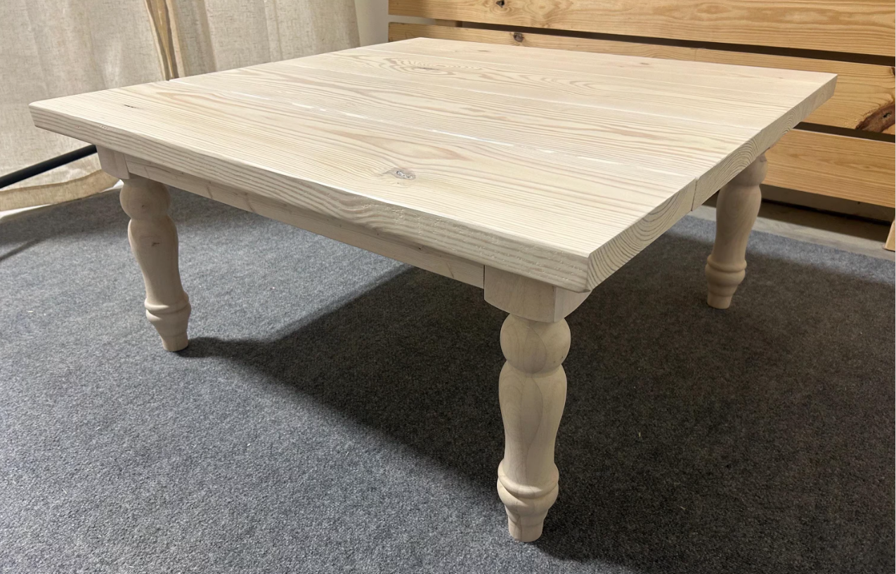 Large Square Farmhouse Turned Leg Coffee Table (Simply White
