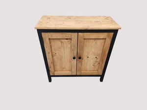 Modern 2-Door Accent Cabinet – Black & Special Walnut