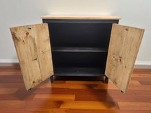 Load image into Gallery viewer, Modern 2-Door Accent Cabinet – Black &amp; Special Walnut
