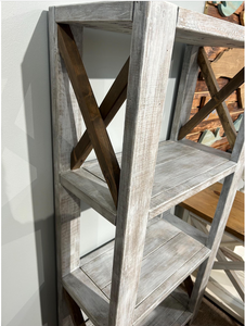 Handmade Wooden Bookcase - Shelving Unit - Gray, Distressed White - Office, Living Room Furniture