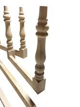 Load image into Gallery viewer, DIY Farmhouse Table Kit Turned Legs Unfinished Wood Base Fits 5-Foot or 6-Foot Tops
