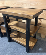 Load image into Gallery viewer, Farmhouse Ladder Style End Tables - Provincial, True Black - Wooden Living Room Furniture or Bedroom Nightstands
