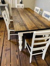 Load image into Gallery viewer, DIY Farmhouse Table Kit Turned Legs Unfinished Wood Base Fits 5-Foot or 6-Foot Tops
