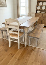 Load image into Gallery viewer, 7-Foot Farmhouse Table with Bench: Handmade Wooden Dining Set
