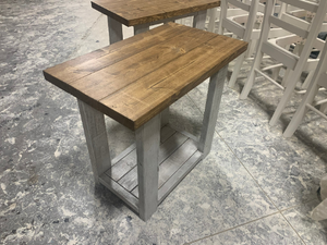 Rustic Living Room Set, Large Farmhouse Coffee Table With Set of Long End Tables, Early American Top, Creamy White Distressed
