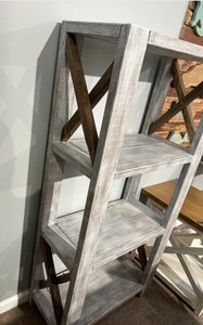 Handmade Wooden Bookcase - Shelving Unit - Gray, Distressed White - Office, Living Room Furniture