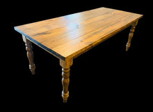 Load image into Gallery viewer, 7-Foot Farmhouse Table with Bench: Handmade Wooden Dining Set

