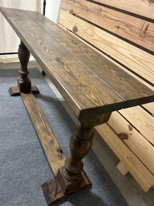 Turned Leg Entryway Table - Console Table - Sofa Table - Dark Walnut - Farmhouse Style - Bottom Shelving