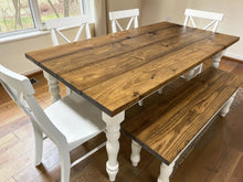 Load image into Gallery viewer, DIY Farmhouse Table Kit Turned Legs Unfinished Wood Base Fits 5-Foot or 6-Foot Tops
