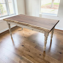 Load image into Gallery viewer, DIY Farmhouse Table Kit Turned Legs Unfinished Wood Base Fits 5-Foot or 6-Foot Tops
