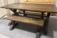 Load image into Gallery viewer, 6ft Classic Trestle Table With Benches (All Dark Walnut)
