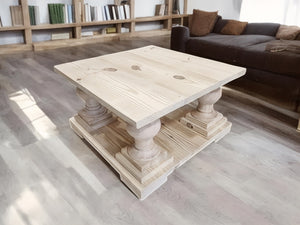 Farmhouse Coffee Table with Balustrade Legs (Simply White)