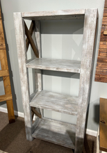 Load image into Gallery viewer, Handmade Wooden Bookcase - Shelving Unit - Gray, Distressed White - Office, Living Room Furniture
