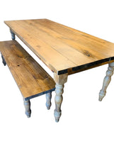 Load image into Gallery viewer, 7-Foot Farmhouse Table with Bench: Handmade Wooden Dining Set
