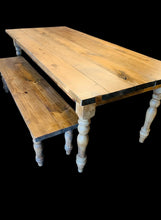 Load image into Gallery viewer, 7-Foot Farmhouse Table with Bench: Handmade Wooden Dining Set

