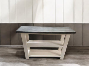 Farmhouse Console Table (Gray White Wash, Antique White)