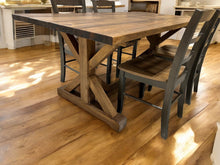 Load image into Gallery viewer, Farmhouse Table With Trestle Base and Chair Option, 6ft Stained Dining and Pedestal Kitchen Set, Wooden Table
