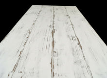 Load image into Gallery viewer, 7-Foot Rustic Farmhouse Table and Bench with Turned Legs, White Distressed Top and  Base, Wooden Dining Table, Kitchen Table
