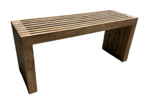 Load image into Gallery viewer, Modern Slatted Wood Bench – Entryway, Mudroom, or Foyer
