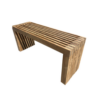 Load image into Gallery viewer, Modern Slatted Wood Bench – Entryway, Mudroom, or Foyer

