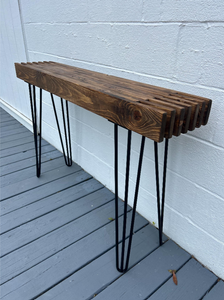 Modern Farmhouse Console Table - Wood Entryway Decor - Narrow with Hairpin Legs - Sofa Table