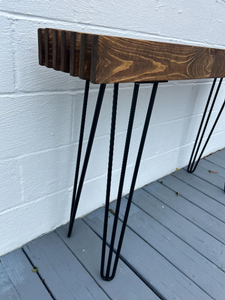 Modern Farmhouse Console Table - Wood Entryway Decor - Narrow with Hairpin Legs - Sofa Table