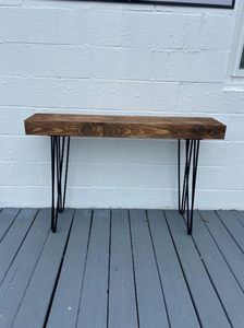 Modern Farmhouse Console Table - Wood Entryway Decor - Narrow with Hairpin Legs - Sofa Table